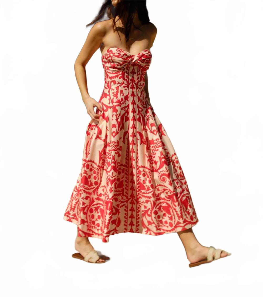NEW CARTOLINA NANTUCKET ingrid midi dress in poppy faraway print